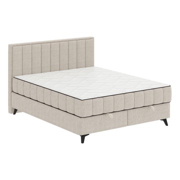 Polsterbett mit Matratzen und Topper, mit Stauraum ALICIA 140x200 cm beige