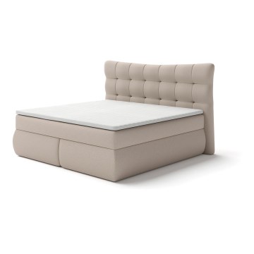 Polsterbett mit Matratzen und Topper SOFIA 180x200 cm beige