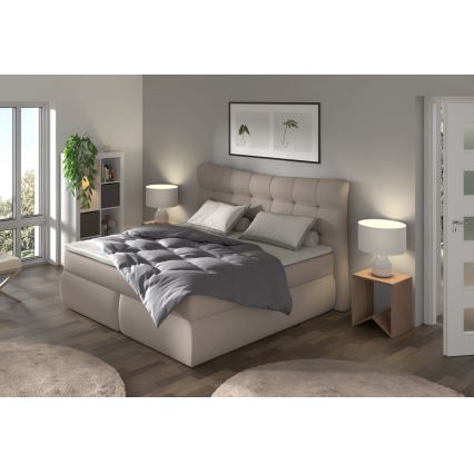 Polsterbett mit Matratzen und Topper SOFIA 180x200 cm beige