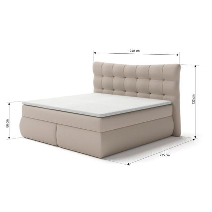 Polsterbett mit Matratzen und Topper SOFIA 180x200 cm beige