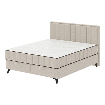 Polsterbett mit Matratzen und Topper sowie Stauraum ALICIA 180x200 cm Beige