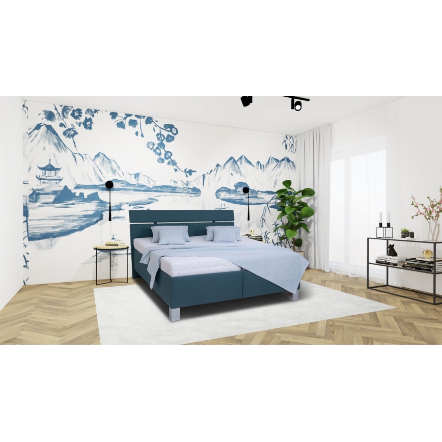Polsterbett mit Stauraum ohne Matratze ALIS 180x200 cm petrolblau