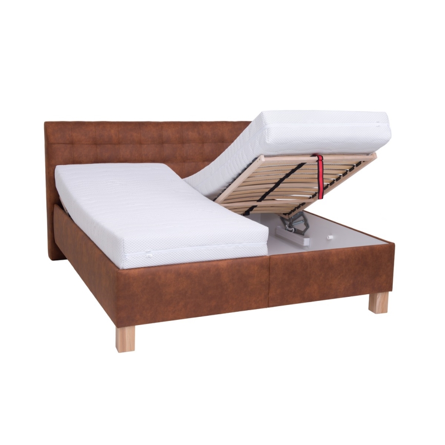 Gepolstertes Bett mit Stauraum ohne Matratze VIOLET 160x200 cm Cognacbraun
