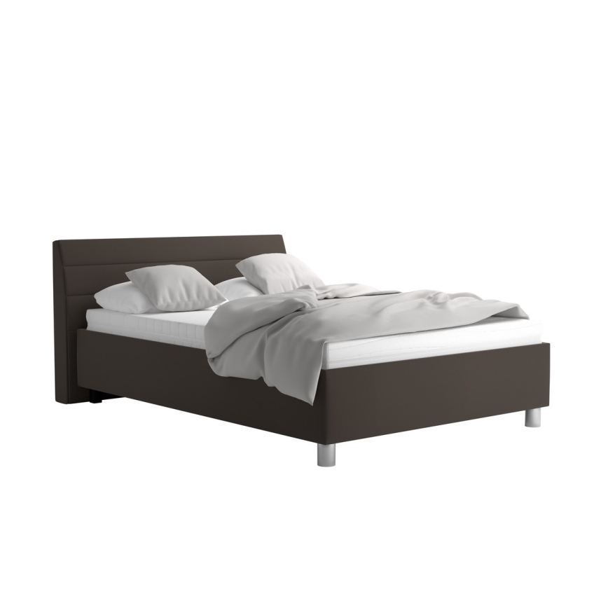 Polsterbett mit Stauraum und Matratze DALMA 140x200 cm grau/braun
