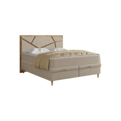 Polsterbett NAOMI 160x200 cm mit Matratzen und Stauraum, beige