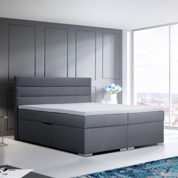 Polsterbett NEW BOLERO 160x200 cm, grau, mit Bettkasten und Matratzen inklusive Topper