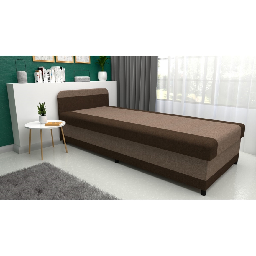 Polsterbett mit Stauraum TALI 80x202 Braun/Beige