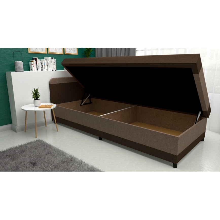 Polsterbett mit Stauraum TALI 80x202 Braun/Beige