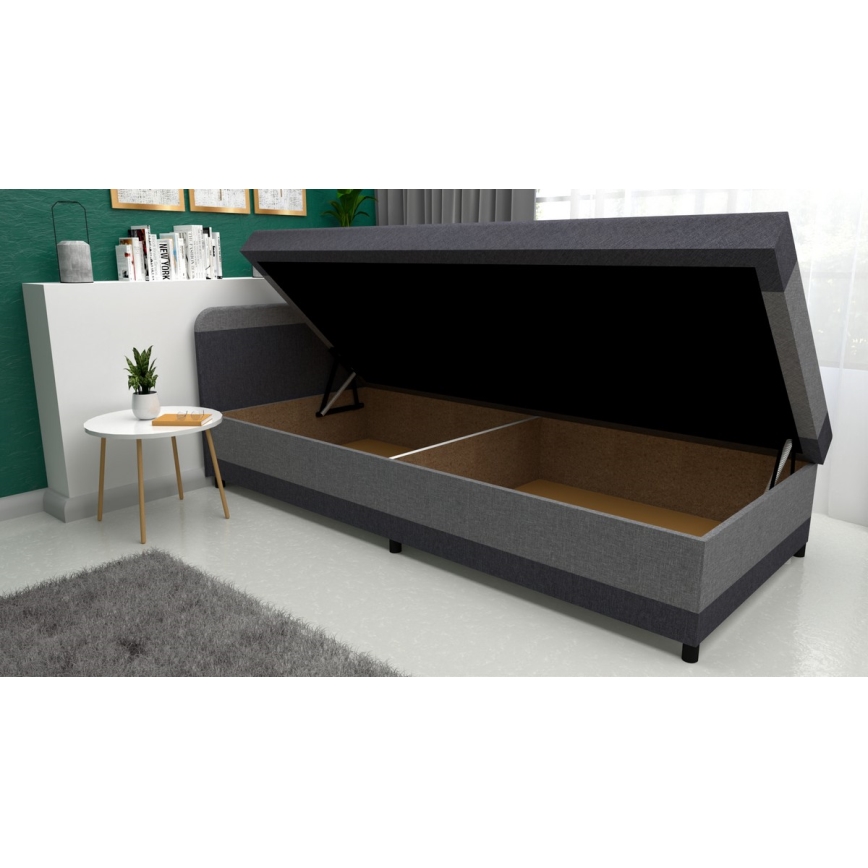 Polsterbett mit Stauraum TALI 80x202 Grau/Anthrazit