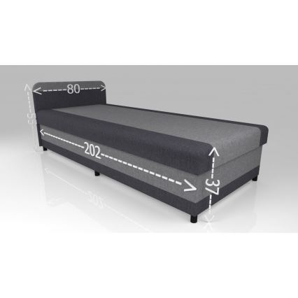 Polsterbett mit Stauraum TALI 80x202 Grau/Anthrazit