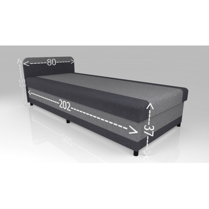 Polsterbett mit Stauraum TALI 80x202 Grau/Anthrazit