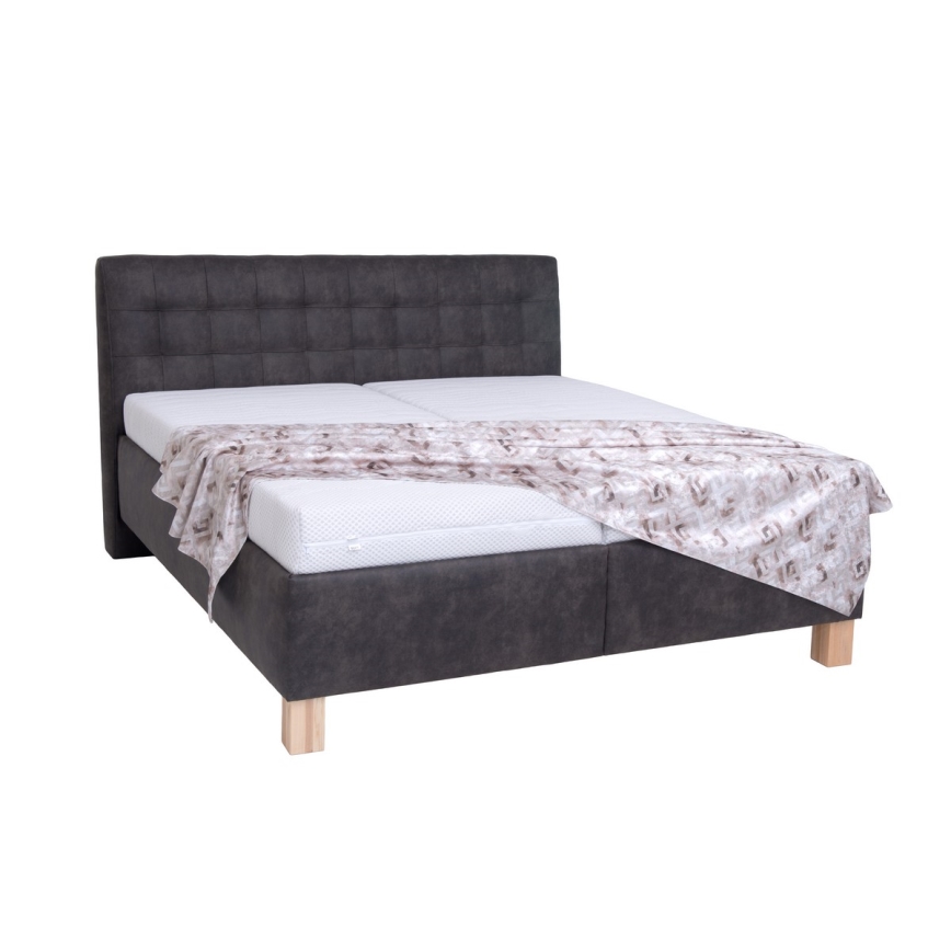 Polsterbett VIOLET 160x200 cm, dunkelgrau – mit Matratze und praktischem Stauraum