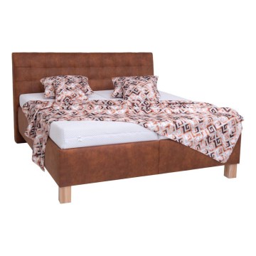 Polsterbett VIOLET 160x200 cm mit Matratze und Stauraum, in cognacbraun