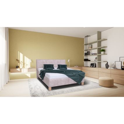 Polsterbett VIOLET 180x200 cm mit Matratze und großzügigem Stauraum, beige