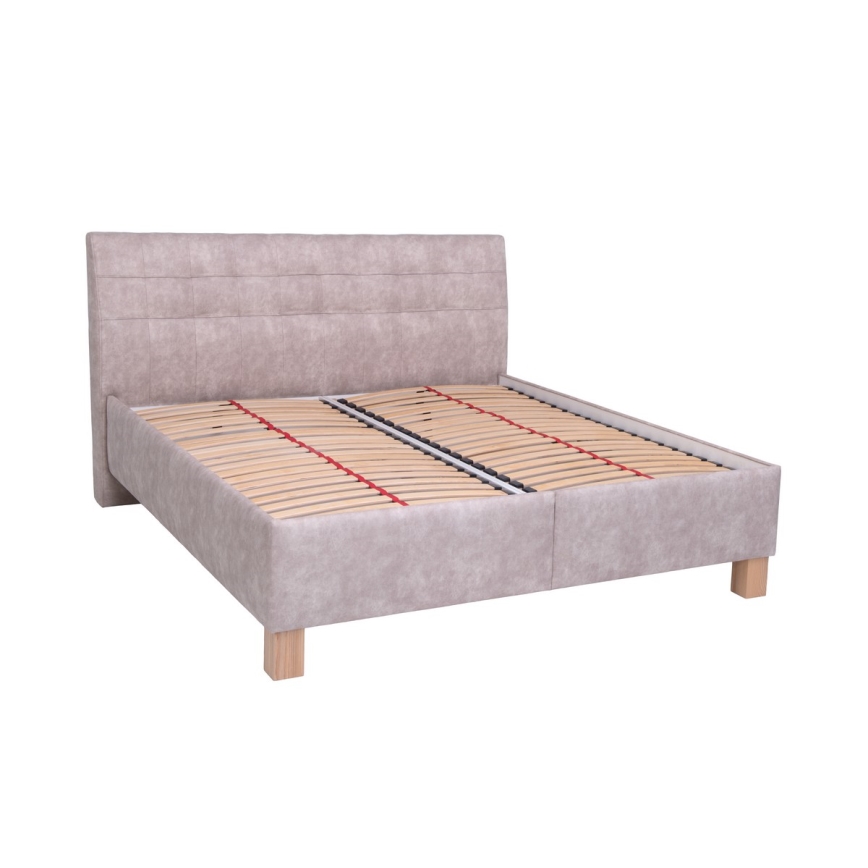 Polsterbett VIOLET 180x200 cm mit Matratze und praktischem Stauraum, beige