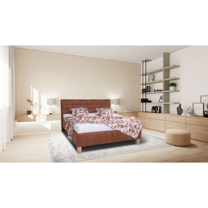 Polsterbett mit Matratze und Stauraum VIOLET 180x200 cm in cognacbraun