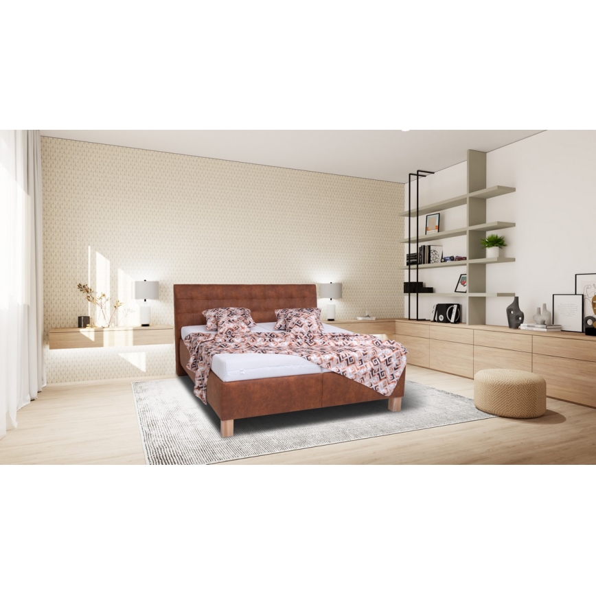 Polsterbett mit Matratze und Stauraum VIOLET 180x200 cm in cognacbraun
