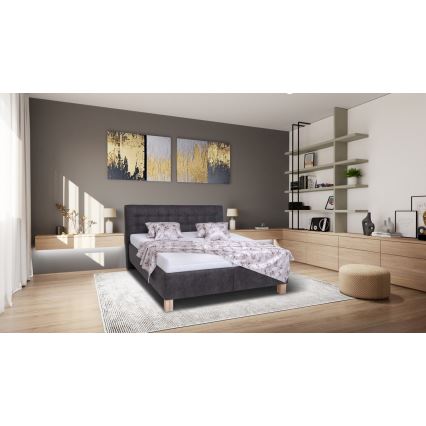 Polsterbett VIOLET 180x200 cm mit Matratze und Stauraum, dunkelgrau