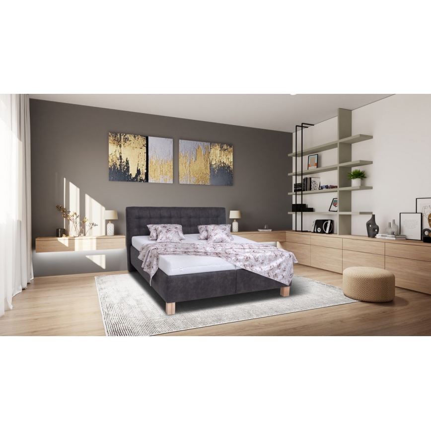 Polsterbett VIOLET 180x200 cm mit Matratze und Stauraum, dunkelgrau