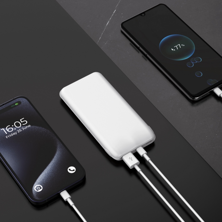 Powerbank 10000 mAh 10W Power Delivery 2xUSB-C + 1xUSB-A Weiß