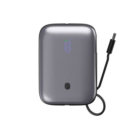 Powerbank 10000 mAh 20W Power Delivery Compact mit integriertem einziehbaren USB-C-Kabel 1m schwarz