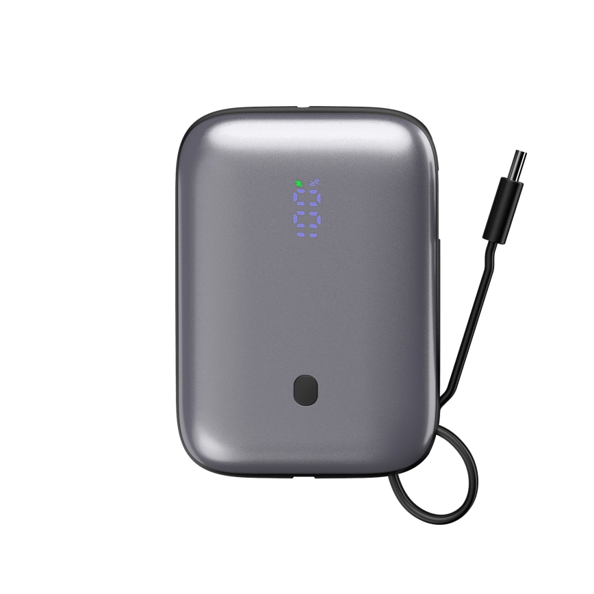 Powerbank 10000 mAh 20W Power Delivery Compact mit integriertem einziehbaren USB-C-Kabel 1m schwarz