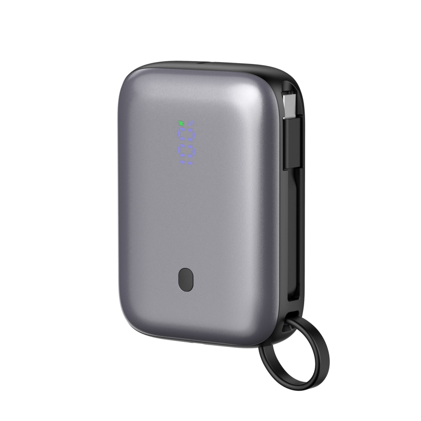 Powerbank 10000 mAh 20W Power Delivery Compact mit integriertem einziehbaren USB-C-Kabel 1m schwarz