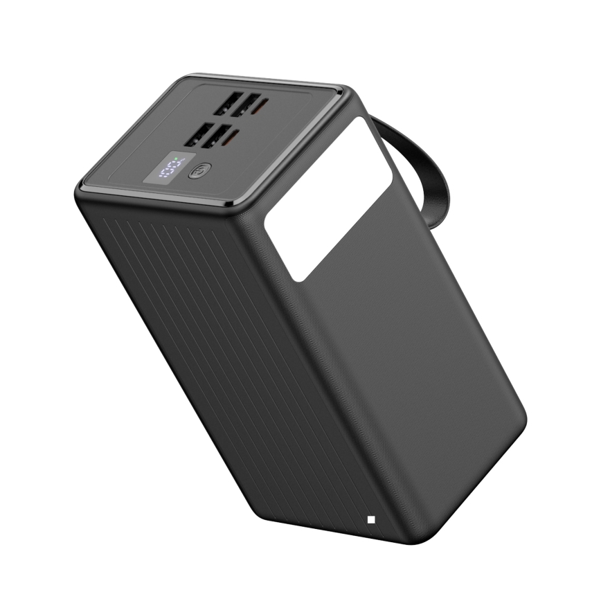 Powerbank 70000 mAh 20W Power Delivery 4xUSB-A + 2xUSB-C mit LED-Taschenlampe und USB-C Kabel 1m schwarz