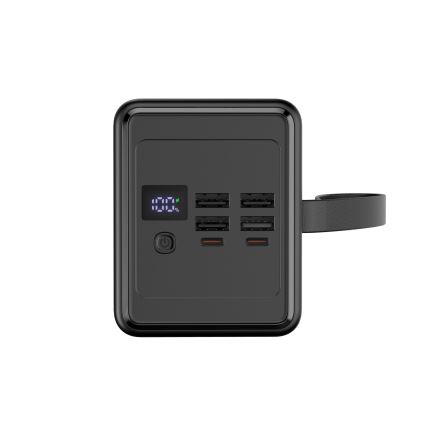 Powerbank 70000 mAh 20W Power Delivery 4xUSB-A + 2xUSB-C mit LED-Taschenlampe und USB-C Kabel 1m schwarz
