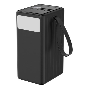 Powerbank 70000 mAh 20W Power Delivery 4x USB-A + 2x USB-C mit LED-Taschenlampe und 1m USB-C-Kabel, schwarz