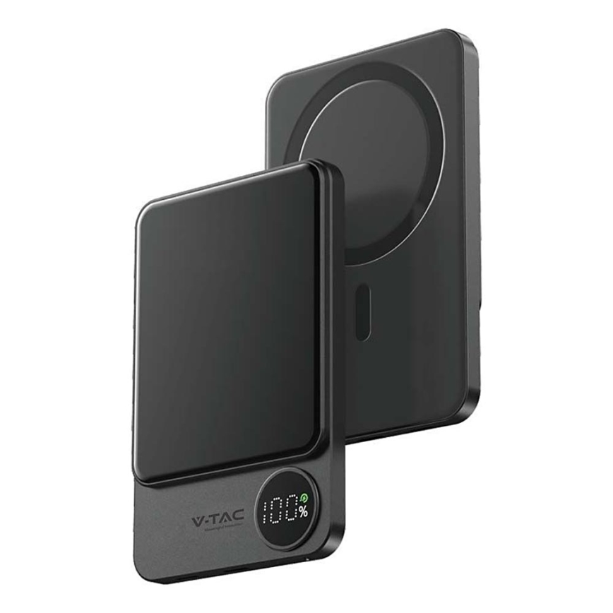 Powerbank mit Display und kabellosem Laden Power Delivery 5000mAh/20W/5V Schwarz