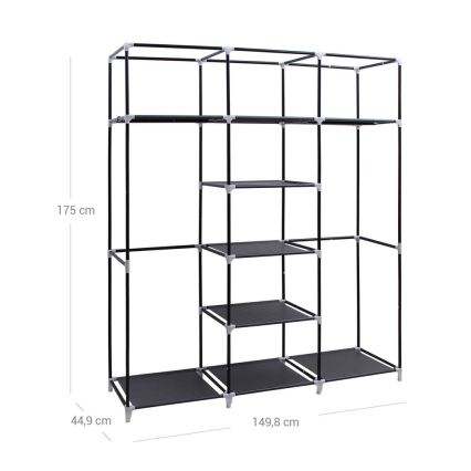 Praktischer Textil-Kleiderschrank mit Regalen und Kleiderstange MATIS 150x175 cm schwarz