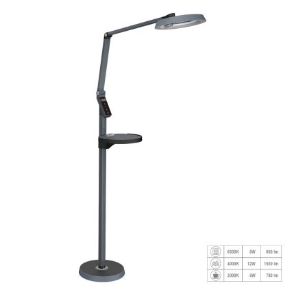 Prezent 31220 - LED dimmbare Stehlampe mit Touch-Steuerung SALSA LED/15W/230V USB
