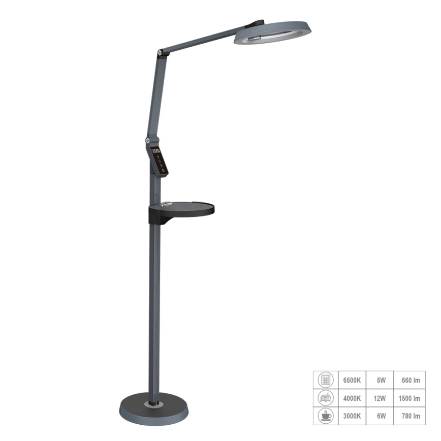 Prezent 31220 - LED dimmbare Stehlampe mit Touch-Steuerung SALSA LED/15W/230V USB