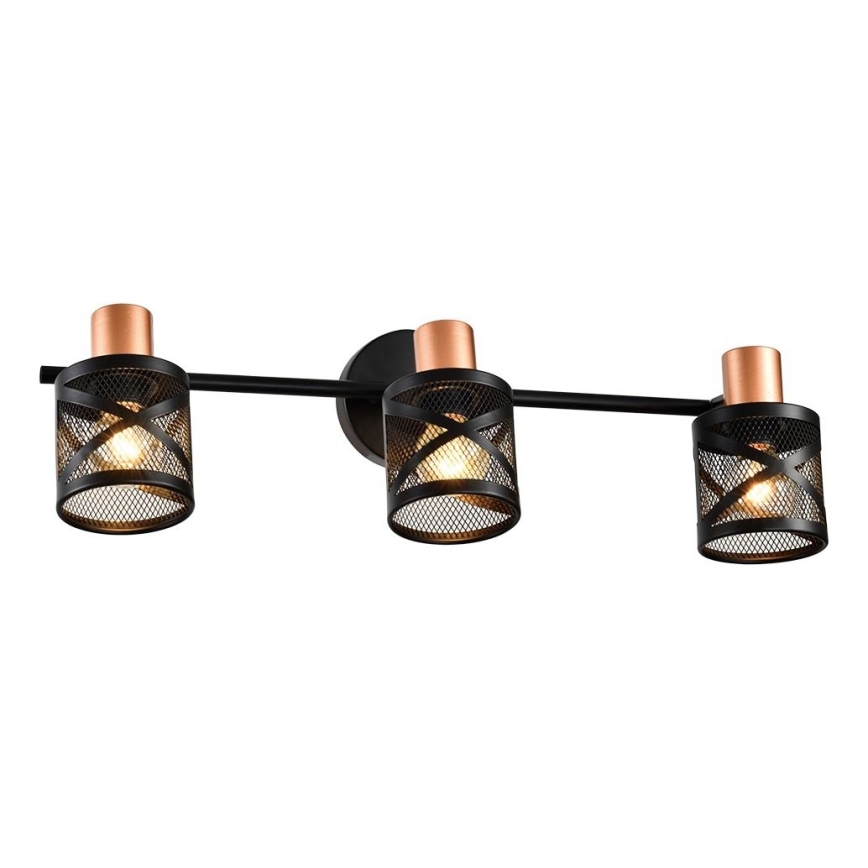 Prezent 75469 - Wandstrahler ANTARES 3xE14/40W/230V schwarz/kupfern