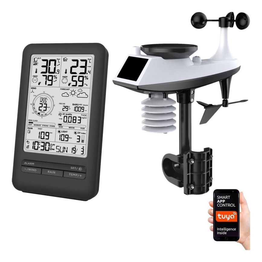 Profi-Wetterstation mit LCD-Anzeige 5V/2xAA + 3xAA + 2xAA Wi-Fi Tuya