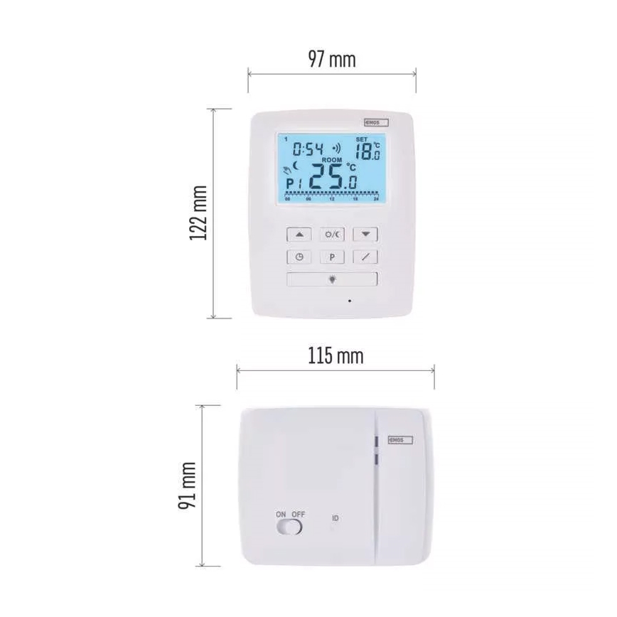 Programmierbares Thermostat 230V+2xAA