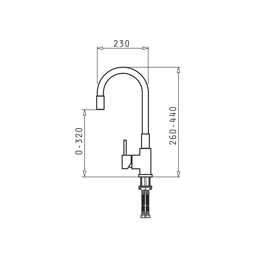 Pyramis 90938001 - Wasserhahn (Armatur) mit flexiblem Arm FLESSI grau