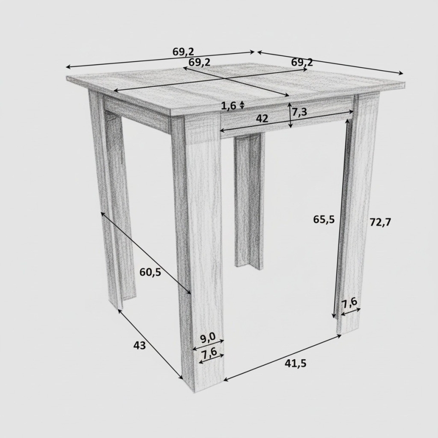Quadratischer Esstisch LEVI Sonoma-Eiche