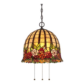 Quoizel - Kronleuchter mit Kette Tiffany ROSECLIFFE 3xE27/100W/230V