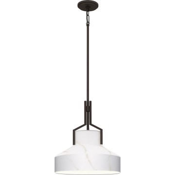 Quoizel - Pendelleuchte an Stange BRECKEN 2xE27/60W/230V schwarz/Marmor-Dekor