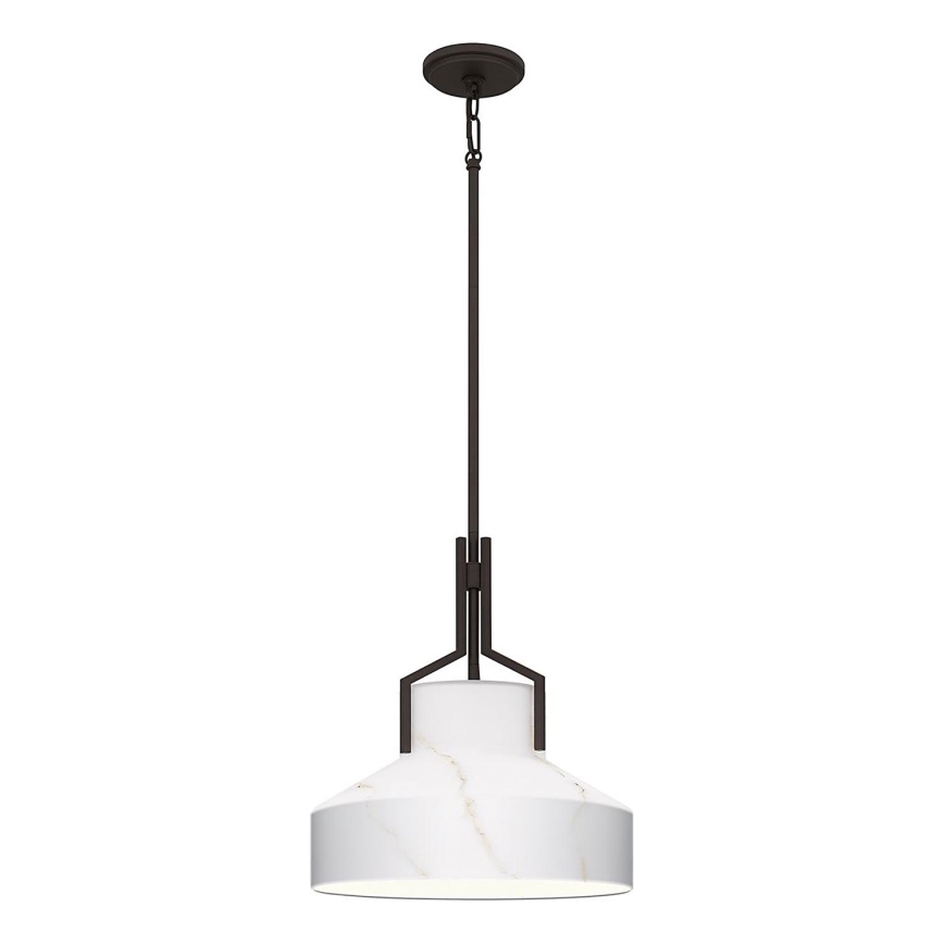 Quoizel - Pendelleuchte an Stange BRECKEN 2xE27/60W/230V schwarz/Marmor-Dekor