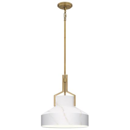 Quoizel - Pendelleuchte mit Stange BRECKEN 2xE27/60W/230V goldfarben/Marmor-Dekor