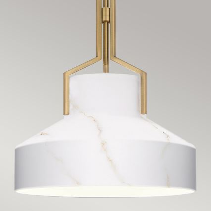 Quoizel - Pendelleuchte mit Stange BRECKEN 2xE27/60W/230V goldfarben/Marmor-Dekor