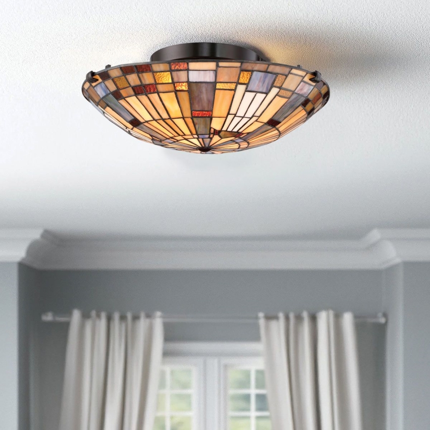 Quoizel - Deckenleuchte Tiffany INGLENOOK 2xE27/60W/230V Ø 40,7 cm