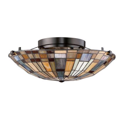 Quoizel - Deckenleuchte Tiffany INGLENOOK 2xE27/60W/230V Ø 40,7 cm
