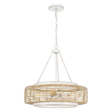 Quoizel - WAYLON Kronleuchter an Kette, 4x E27/60W/230V, Ø 50,4 cm, braun/weiß