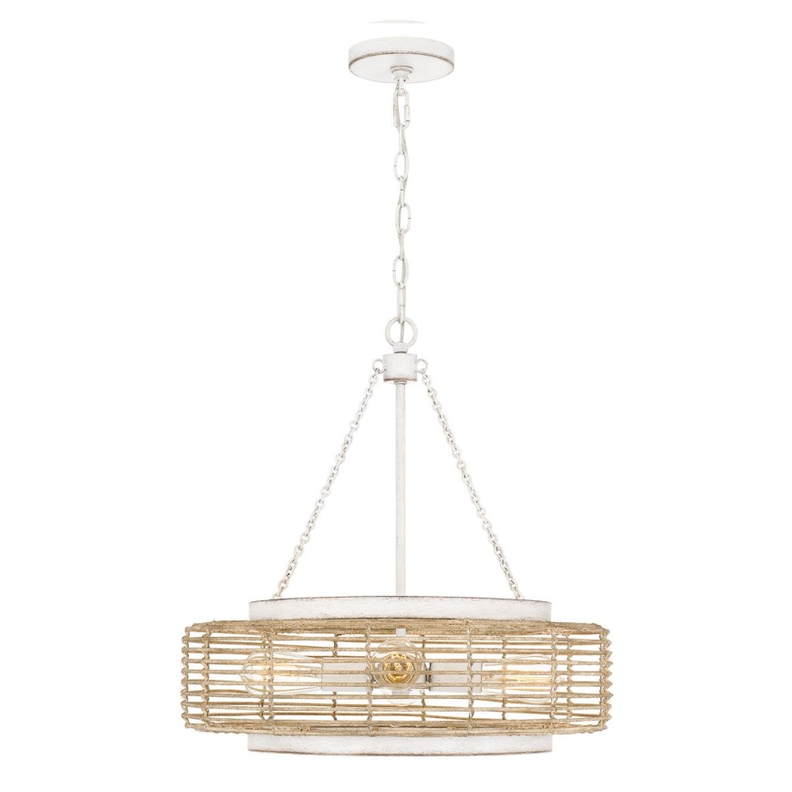 Quoizel - WAYLON Kronleuchter an Kette, 4x E27/60W/230V, Ø 50,4 cm, braun/weiß