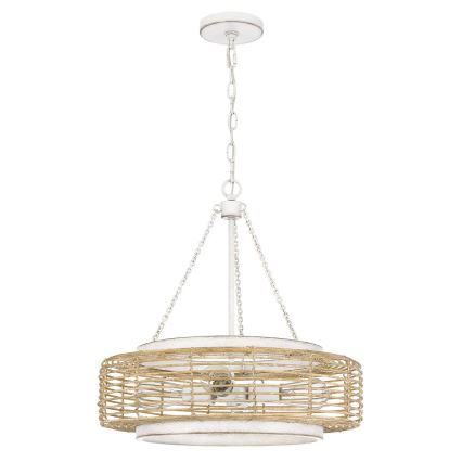 Quoizel - WAYLON Kronleuchter an Kette, 4x E27/60W/230V, Ø 50,4 cm, braun/weiß