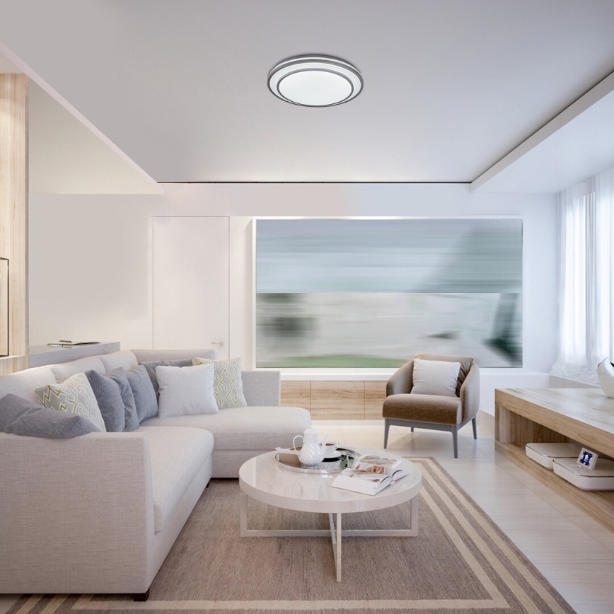 Rabalux - Dimmbare LED-Deckenleuchte, 40W/230V, 3000-6500K, silber, Durchmesser 49 cm + Fernbedienung